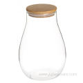 Wood Lid Seal Clear Glass Jars